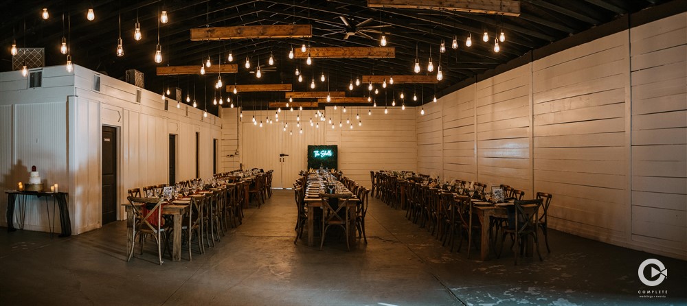 The Edison Barn wedding reception space.