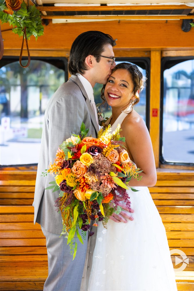 Siesta Trolley wedding photos in St. Pete, Fl.