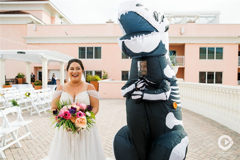Dino first wedding look for Clearwater, FL couple.