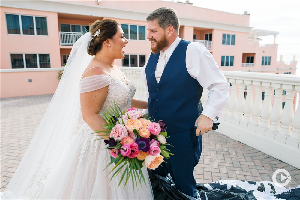 Florida couple first wedding look at Hyatt Regency Clearwater.