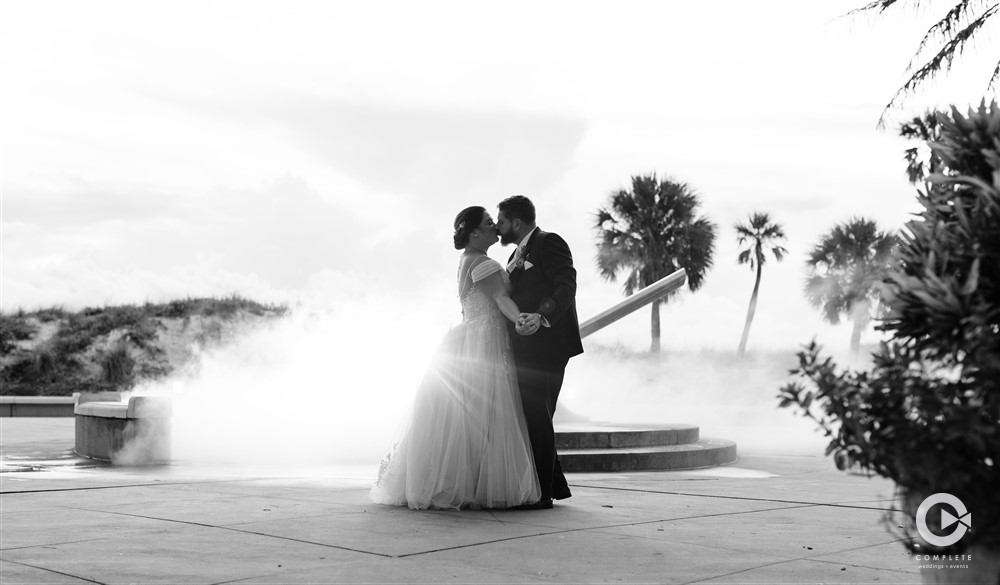Florida black and white wedding photo.